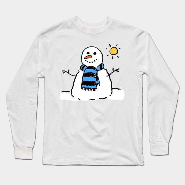 Snowman on a Sunny Winter's Day Long Sleeve T-Shirt by NigelSutherlandArt